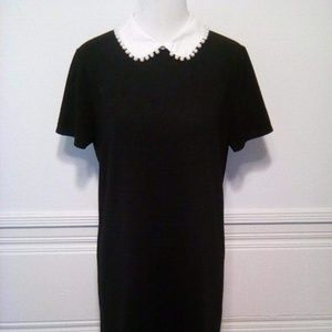 Zara Black and White Collared Dress Goth Small
